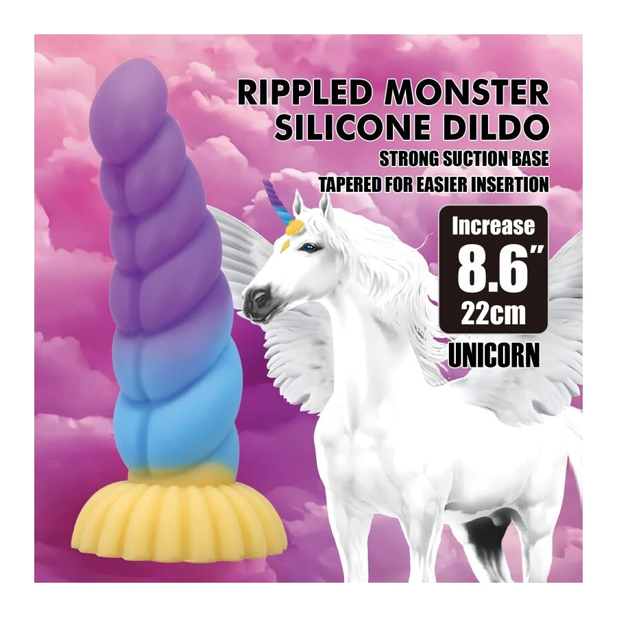 POWER MONSTERS - UNICORN TRICOLOR FANTASY SILICONE DILDO 22 CM Ø 5 CM